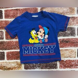 ⚾️ Vintage Disney Babies Baby Mickey & Pluto Baseball Tshirt approx 18m